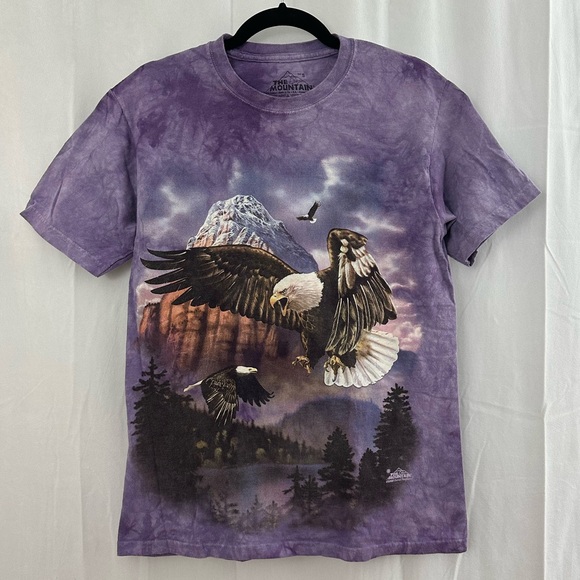 Vintage The Mountain Bald Eagle Graphic Tee in Purple Mens Size Small - Picture 1 of 6